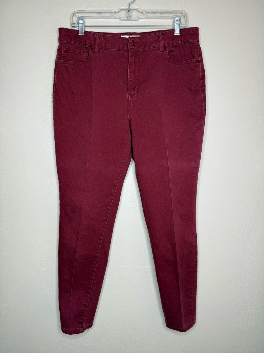Artisan NY Burgundy Ankle Jeans Stretch Size 14